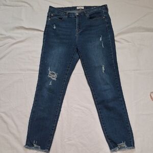 Nicole Miller Wome's Blue Skinny Jeans with Distressed Details Size 8p